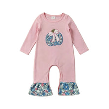 Load image into Gallery viewer, Pink Floral Pumpkin Romper