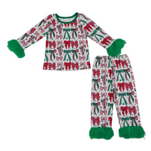 Load image into Gallery viewer, Christmas Bows Fur Pajama Set
