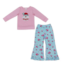 Load image into Gallery viewer, Floral Santa Christmas Flare Pants Set