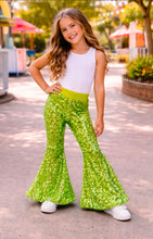 Load image into Gallery viewer, Lime Green Sequin Bell Bottoms