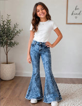 Load image into Gallery viewer, Acid Wash Denim Flare Jeans