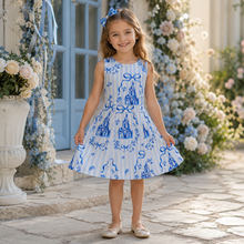 Load image into Gallery viewer, Girls Blue Fairytale Castle Skort Dress | Princess-Inspired Dress with Built-In Shorts