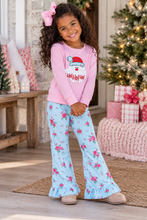 Load image into Gallery viewer, Floral Santa Christmas Flare Pants Set