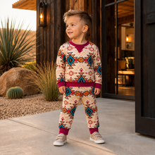 Load image into Gallery viewer, Maroon Aztec Jogger Set