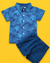 Load image into Gallery viewer, Blue Palm Shorts Set