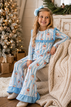 Load image into Gallery viewer, Blue Stripes Santa Claus Bell Bottom Set