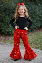 Load image into Gallery viewer, Red Sequin Bell Bottoms