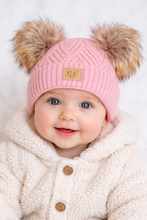 Load image into Gallery viewer, BABY Large Patch Heathered Double Fur Pom Beanie