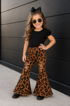 Load image into Gallery viewer, Leopard Denim Distressed Bell Bottoms