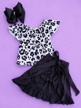 Load image into Gallery viewer, Black Leopard Skort Shorts Set