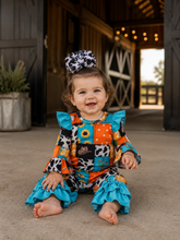 Load image into Gallery viewer, Sunflowers &amp; Cows Romper