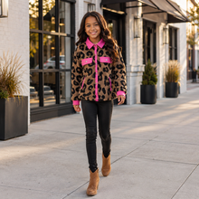 Load image into Gallery viewer, Hot Pink &amp; Leopard Sherpa Jacket