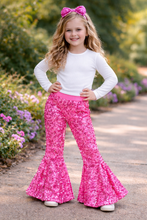 Load image into Gallery viewer, Pink Sequin Bell Bottoms