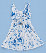 Load image into Gallery viewer, Girls Blue Fairytale Castle Skort Dress | Princess-Inspired Dress with Built-In Shorts