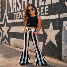 Load image into Gallery viewer, Black Stripes Flare Jeans