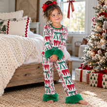 Load image into Gallery viewer, Christmas Bows Fur Pajama Set