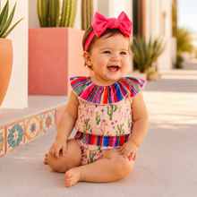 Load image into Gallery viewer, Girls Llama Serape Ruffle Bummies Set – Western Boutique Outfit