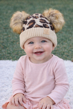 Load image into Gallery viewer, Baby Fuzzy Leopard Double Pom C.C Beanie