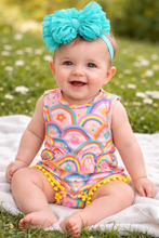 Load image into Gallery viewer, Groovy Rainbow Pom Pom Onesie