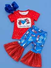 Load image into Gallery viewer, Peace, Love, Seuss Sequin Bell Set
