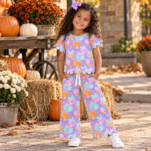 Load image into Gallery viewer, Colorful Pumpkin Wide Leg Pants Set