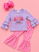 Load image into Gallery viewer, Pink Christmas Bell Bottom Set