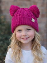 Load image into Gallery viewer, Kids Solid Double CC Pom Beanie