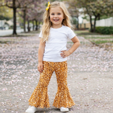 Load image into Gallery viewer, Gold Sequin Bell Bottoms
