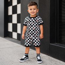 Load image into Gallery viewer, Boys Checkerboard Character Short Set | Trendy Toddler Boy Summer Outfit