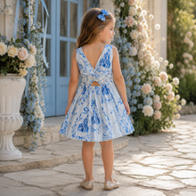 Load image into Gallery viewer, Girls Blue Fairytale Castle Skort Dress | Princess-Inspired Dress with Built-In Shorts