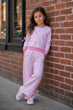 Load image into Gallery viewer, Pink Floral Wide Leg Pants Set