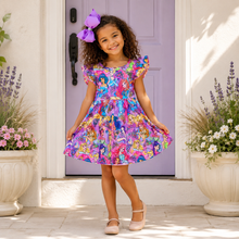 Load image into Gallery viewer, Girls Fairytale Princess Twirl Dress – Magical Flutter Sleeve Boutique Dress