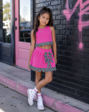 Load image into Gallery viewer, Pink &amp; Black Checkered Skirt Set
