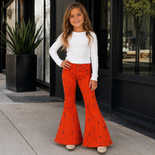Load image into Gallery viewer, Orange Western Boho Bell Bottom Jeans