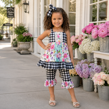 Load image into Gallery viewer, Floral Gingham Capri Set