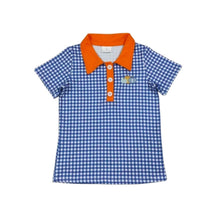 Load image into Gallery viewer, Gingham Embroidered Pumpkins Collared Shirt