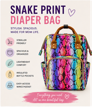 Load image into Gallery viewer, Bright Snake Backpack Diaper Bag