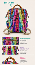 Load image into Gallery viewer, Bright Snake Backpack Diaper Bag