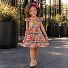 Load image into Gallery viewer, Black Stripe Floral Dress