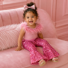 Load image into Gallery viewer, Pink Sequin Bell Bottoms