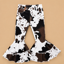 Load image into Gallery viewer, Cow Hide Double Bell Bottom Jeans