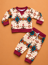Load image into Gallery viewer, Maroon Aztec Jogger Set