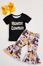 Load image into Gallery viewer, Howdy Cowboy Bell Bottom Set