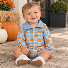 Load image into Gallery viewer, Baby Boy Pumpkin Plaid Romper