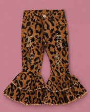 Load image into Gallery viewer, Distressed Leopard Double Bell Bottoms