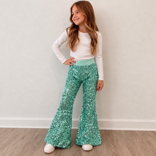 Load image into Gallery viewer, Mint Green Sequin Bell Bottom Pants