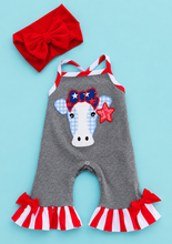 Load image into Gallery viewer, Girl's American Cow Romper