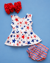 Load image into Gallery viewer, Stars Peplum Bummie Set
