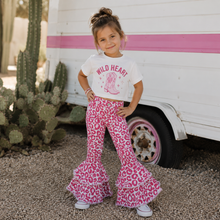 Load image into Gallery viewer, Pink Leopard Bell Bottom Jeans