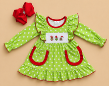 Load image into Gallery viewer, Grinch Polka Dot Dress